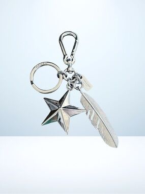 Coach Star Feather Metal Bag Charm Keychain Silver 2017